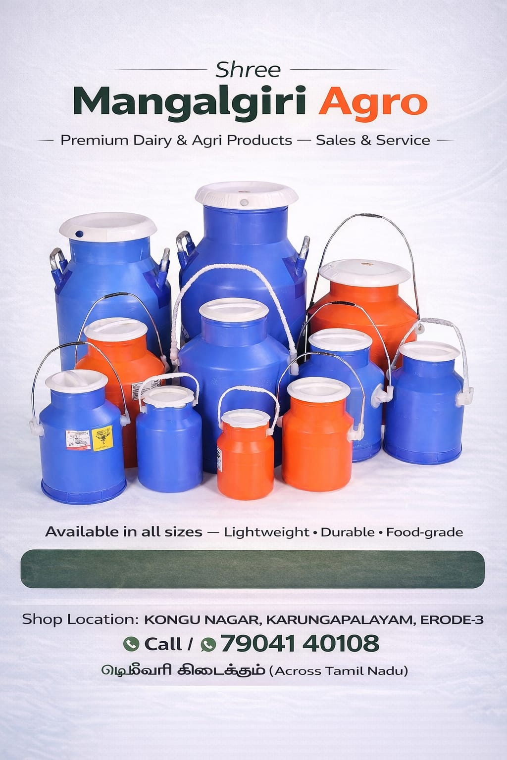 Premium Food-Grade Plastic Milk Cans - Available in Multiple Sizes